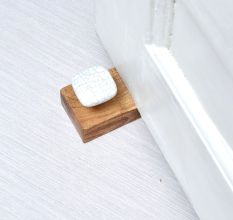 Handmade White Ceramic Wooden Door Stopper